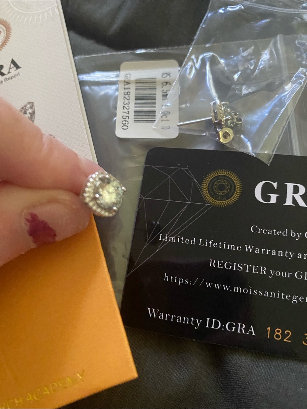 GRA Moissanite Stud Earrings - Clear/White Stones